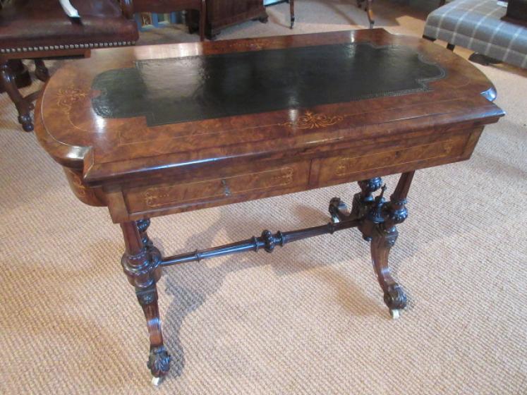Mid Victorian Burr Walnut Games & Writing Table - Image 1