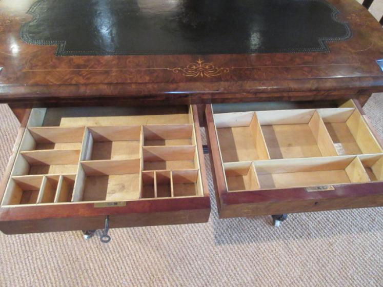 Mid Victorian Burr Walnut Games & Writing Table - Image 3