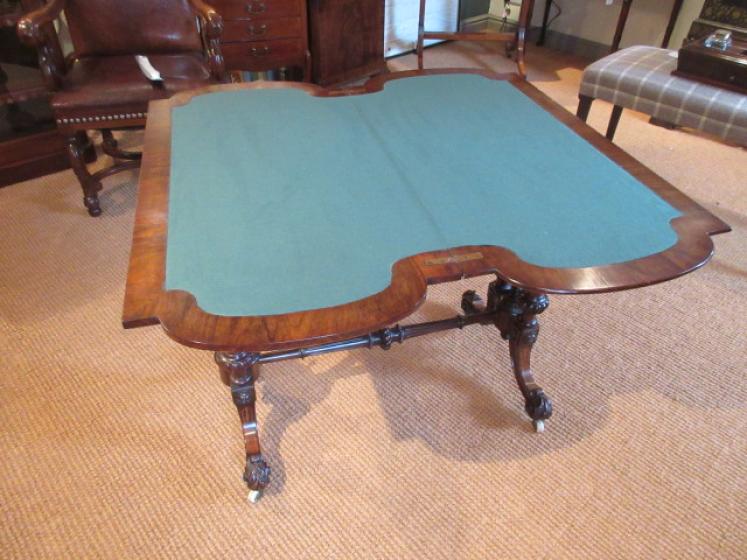 Mid Victorian Burr Walnut Games & Writing Table - Image 4