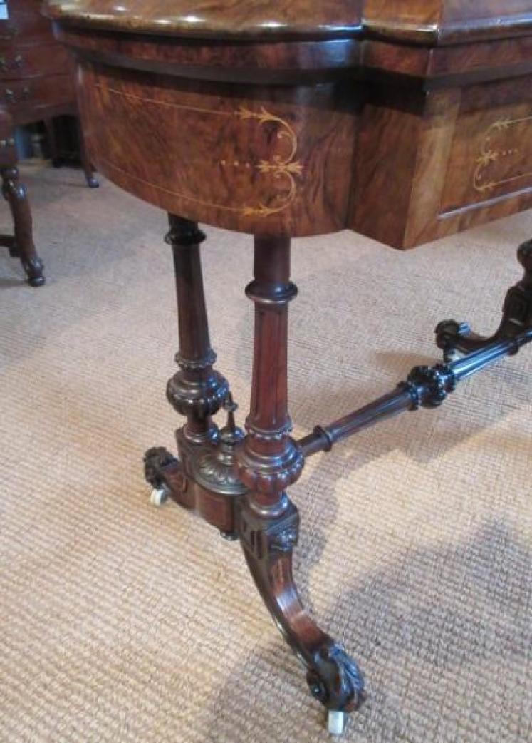 Mid Victorian Burr Walnut Games & Writing Table - Image 5