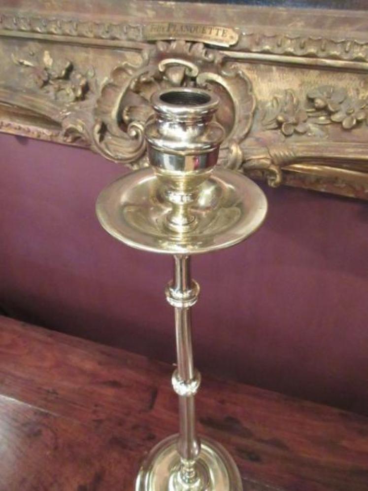 Tall Pair of Mid Victorian Cast Brass Candlesticks - Image 2
