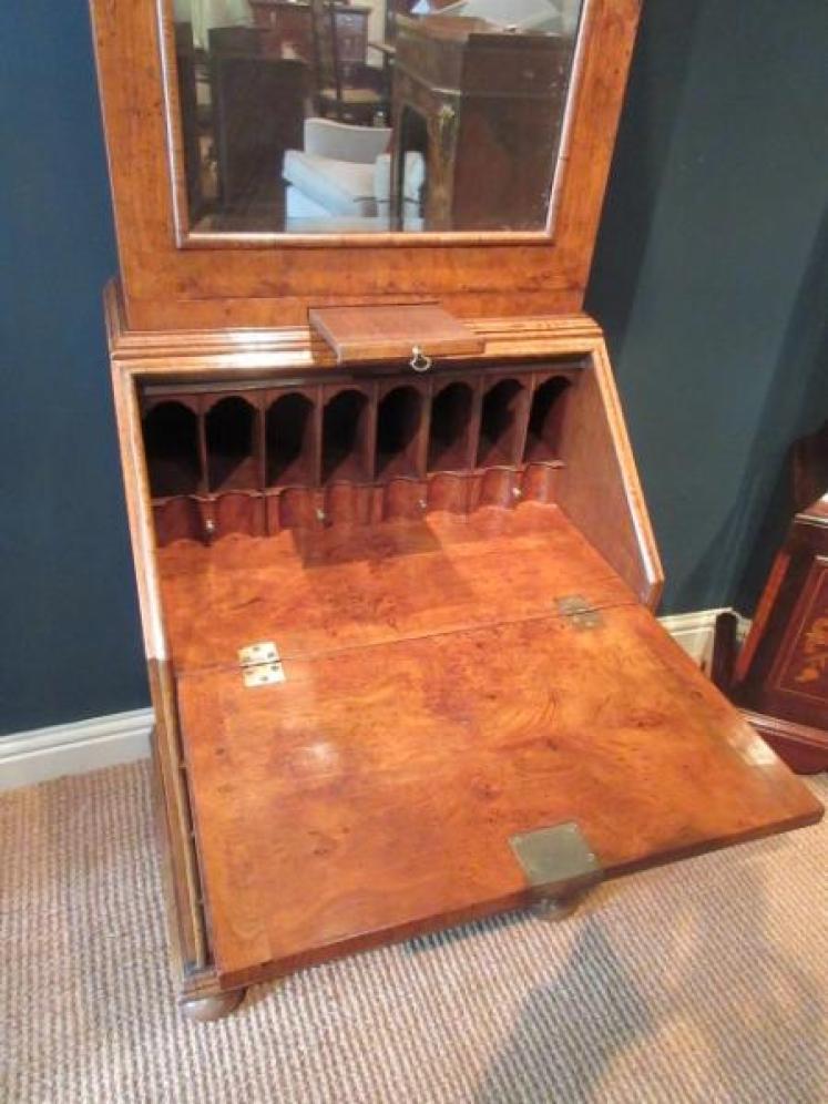 Small Antique Burr Walnut Bureau Bookcase - Image 2