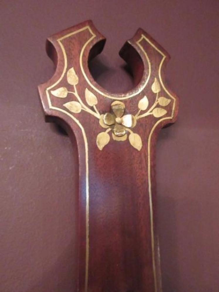 Edwardian Antique Brass Inlaid Banjo Barometer - Image 3