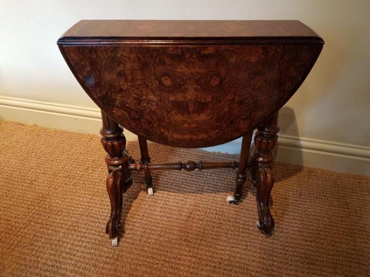 Fine Mid Victorian Burr Walnut Baby Sunderland Table - Image 1