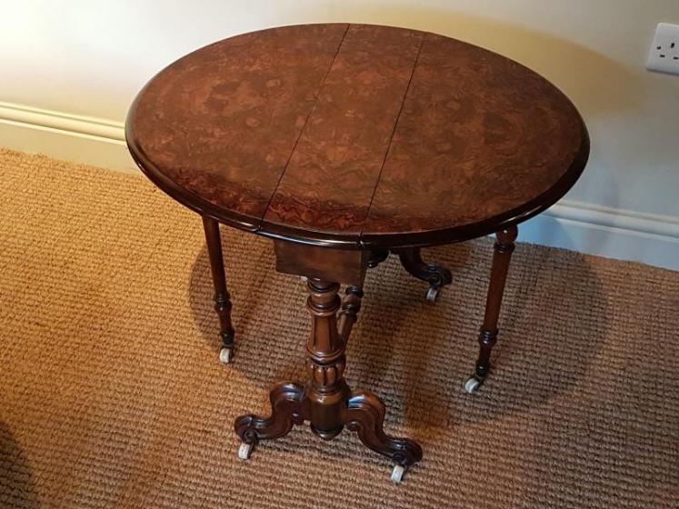 Fine Mid Victorian Burr Walnut Baby Sunderland Table - Image 2