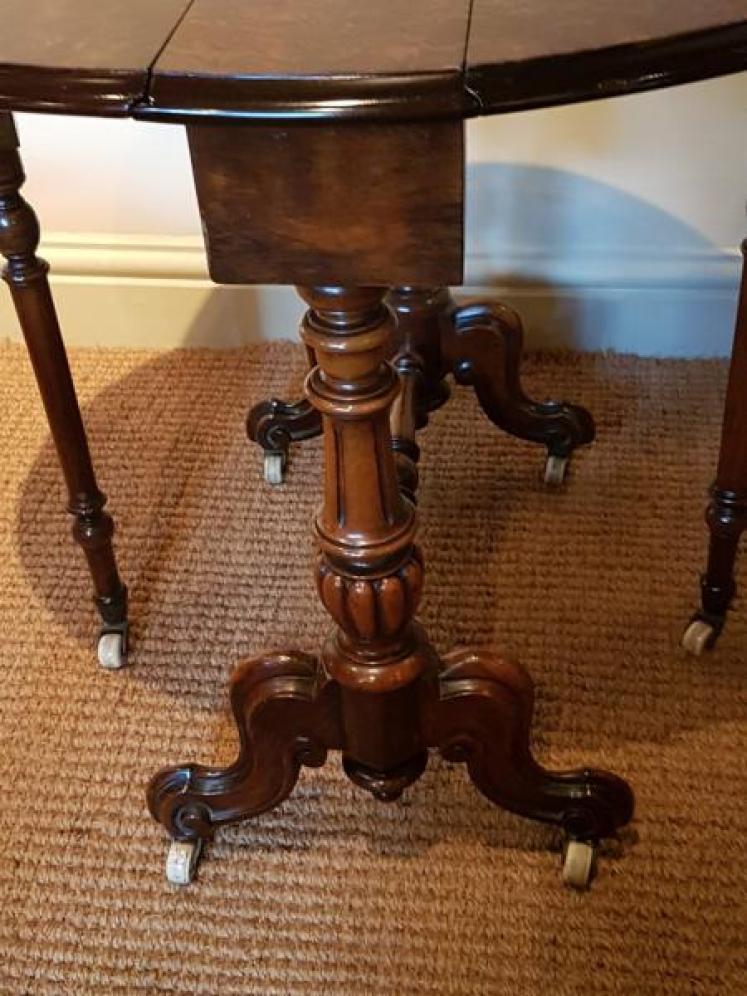Fine Mid Victorian Burr Walnut Baby Sunderland Table - Image 4