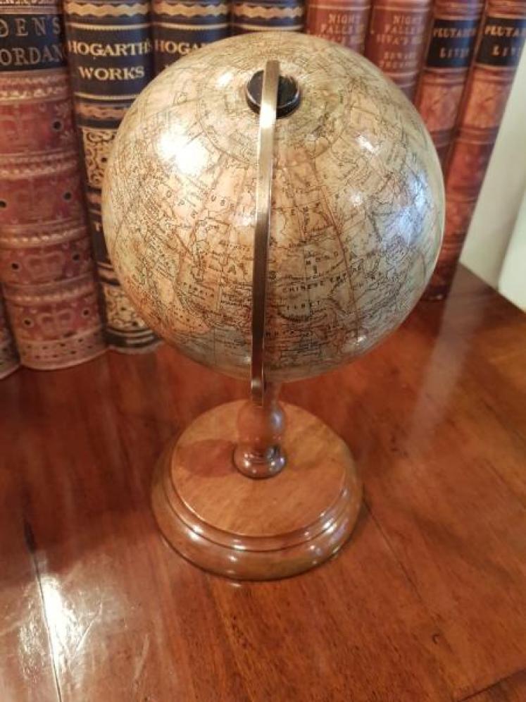 1920's Phillips Plaster 6" Globe On Walnut Foot. - Image 2