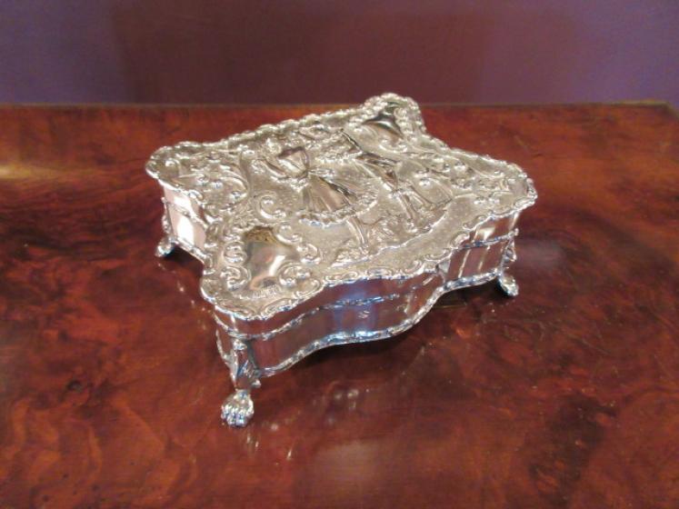 Edwardian Antique Silver Embossed Jewellery box - Image 1