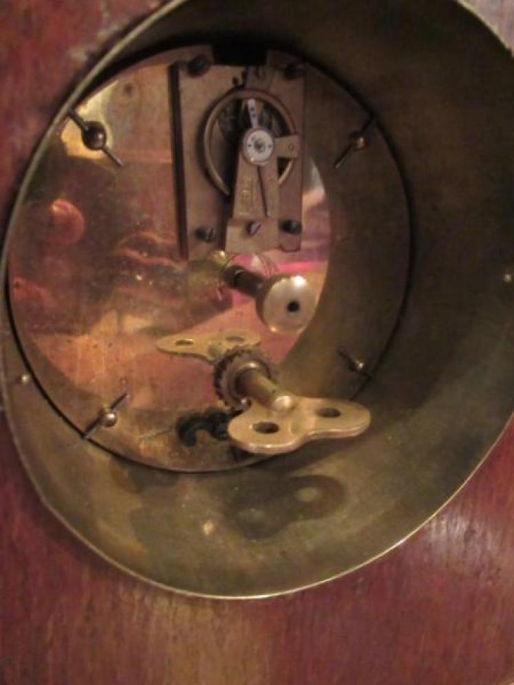 Edwardian Polished Oak Inlaid Mantel Clock - Image 4
