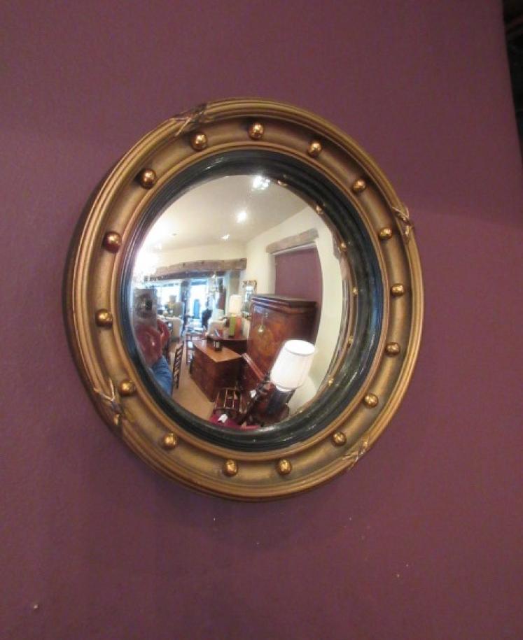 Miniature 19th Century Timber Gilt Convex Mirror - Image 1