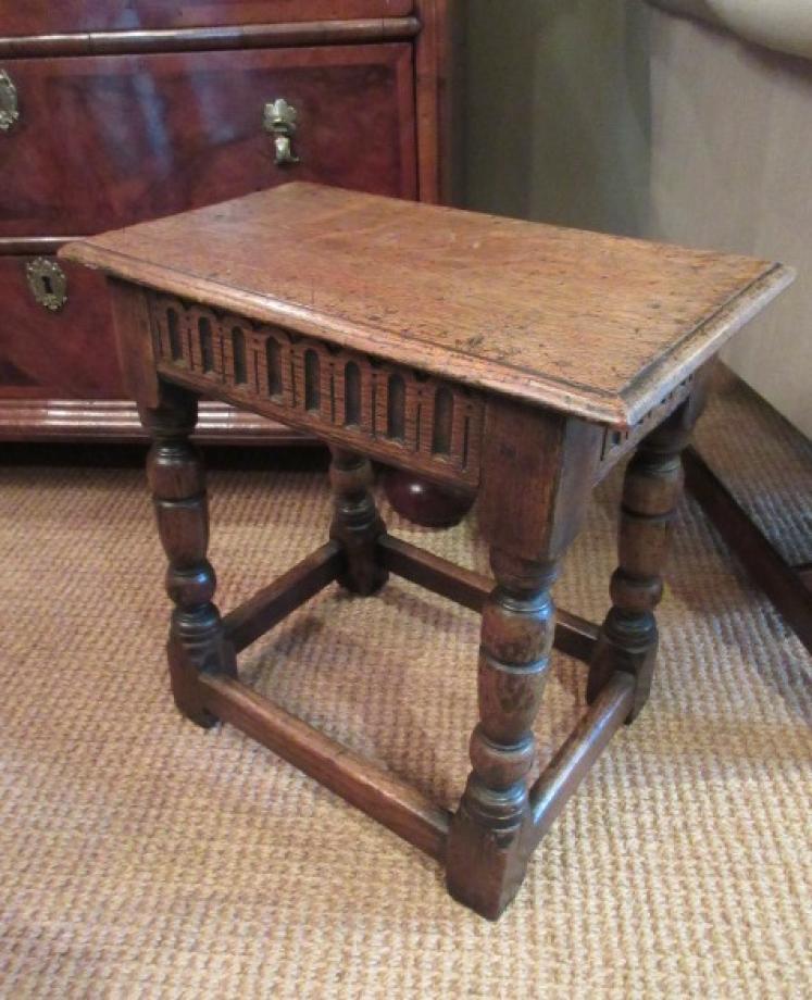 Antique Georgian Style Oak Joint Stool - Image 1