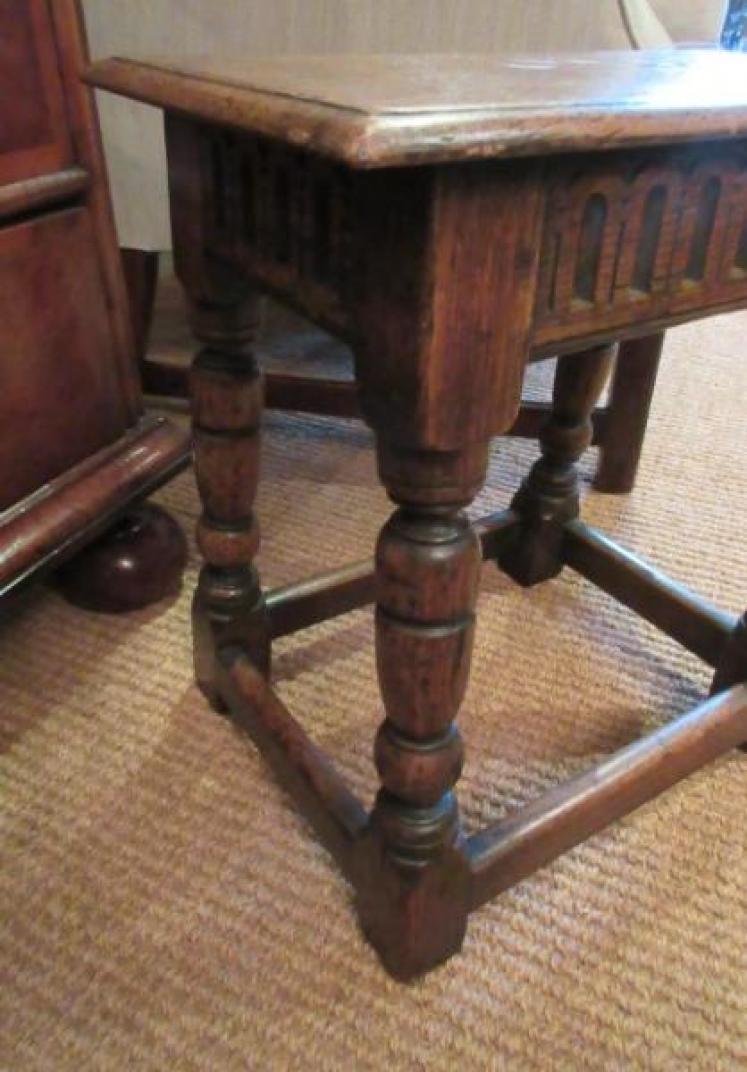 Antique Georgian Style Oak Joint Stool - Image 2