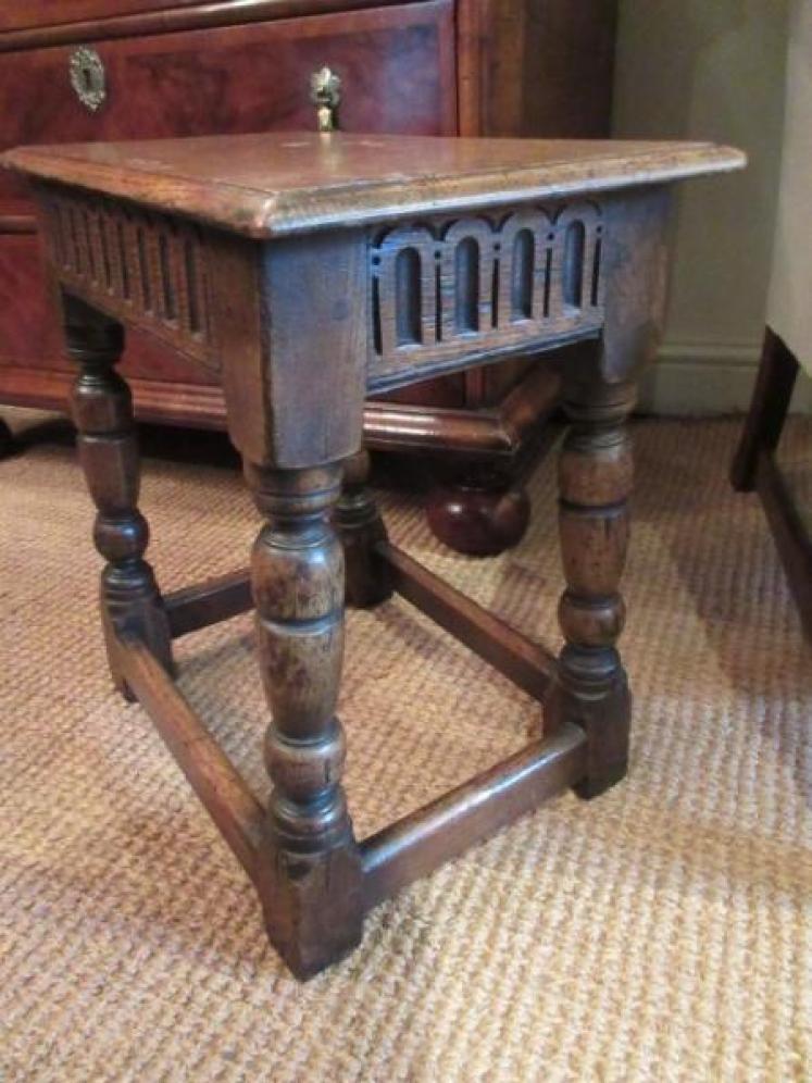 Antique Georgian Style Oak Joint Stool - Image 5