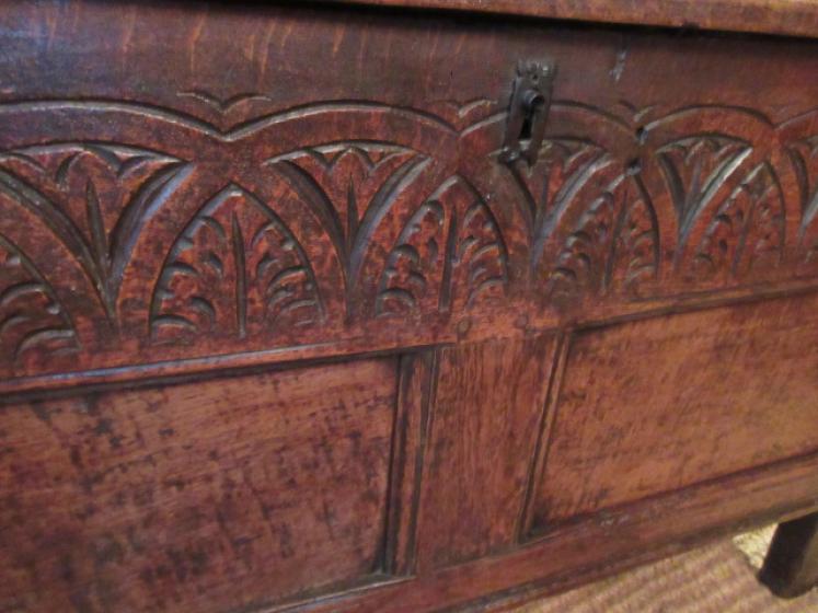 Small George I Period Oak Two Panel 'Cottage' Coffer - Image 3