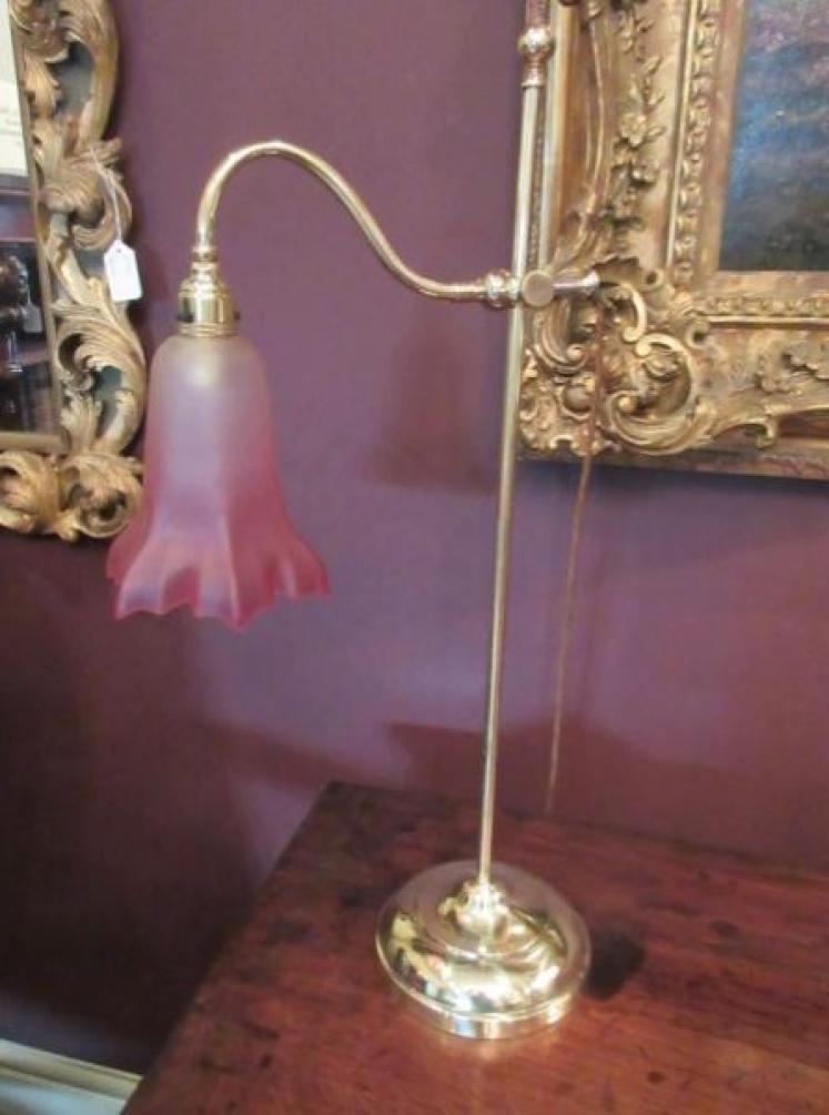Edwardian Antique Brass Rise & Fall Table Lamp - Image 5