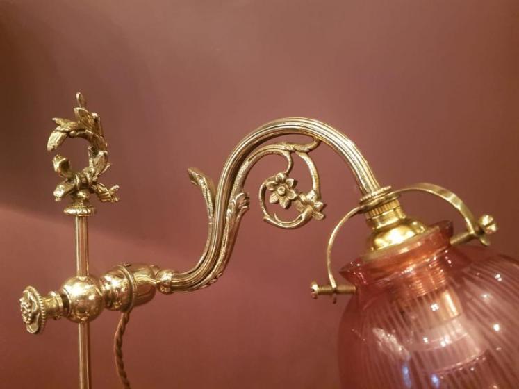 Late Victorian Brass Table Lamp and Original Shade - Image 3
