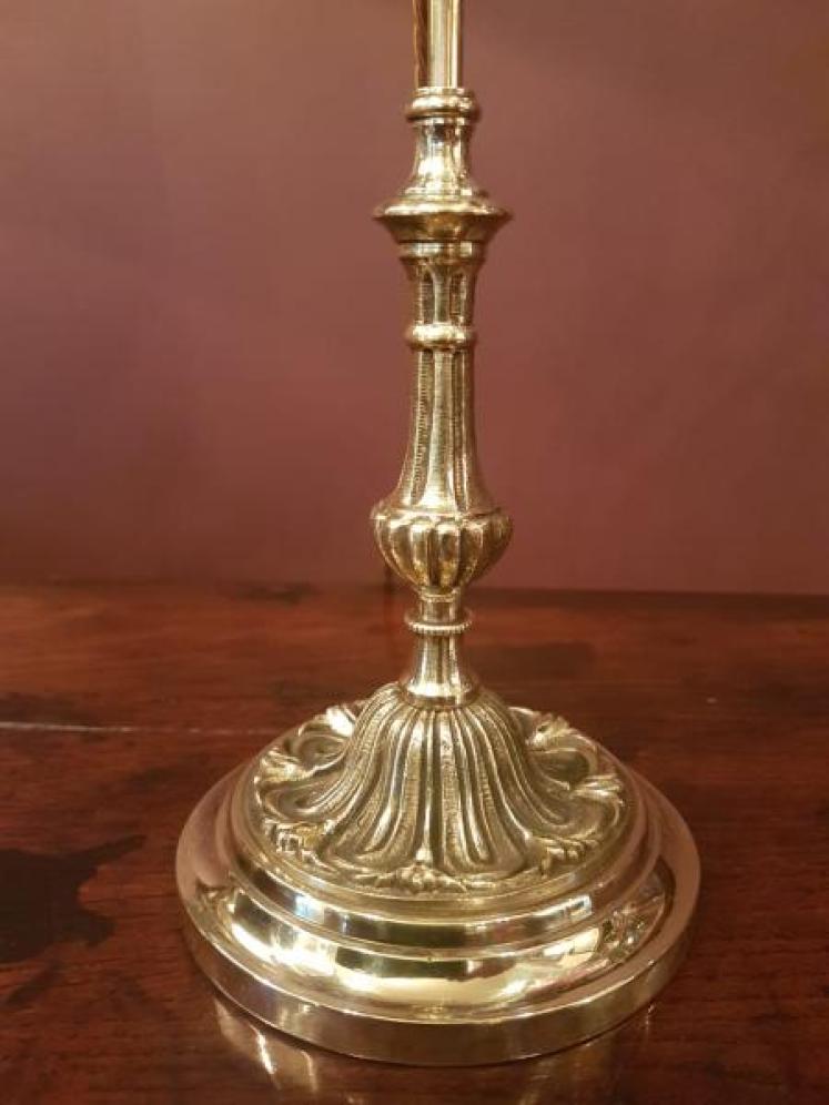 Late Victorian Brass Table Lamp and Original Shade - Image 4