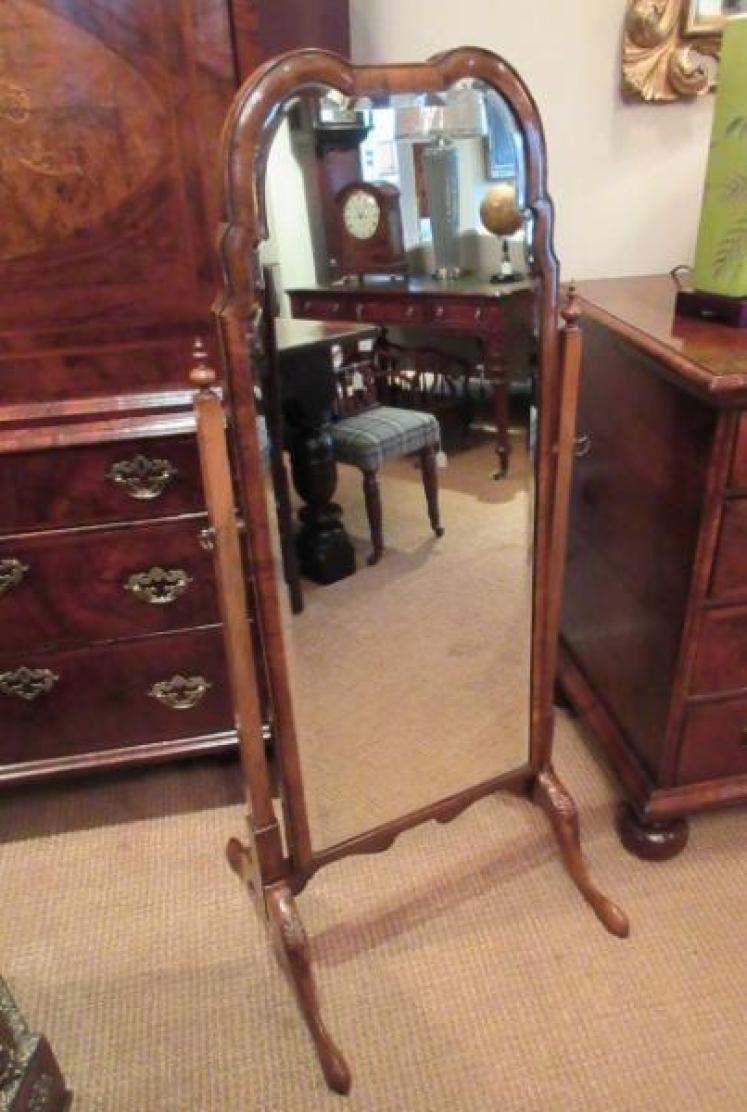 Late 19th Century Antique Walnut Cheval Mirror - Image 1