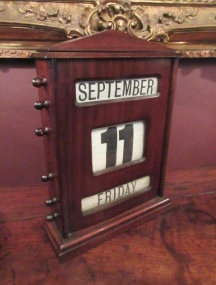 Large Antique Mahogany Perpetual Desk Calendar - Image 1