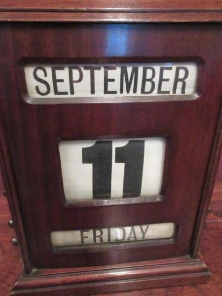 Large Antique Mahogany Perpetual Desk Calendar - Image 3