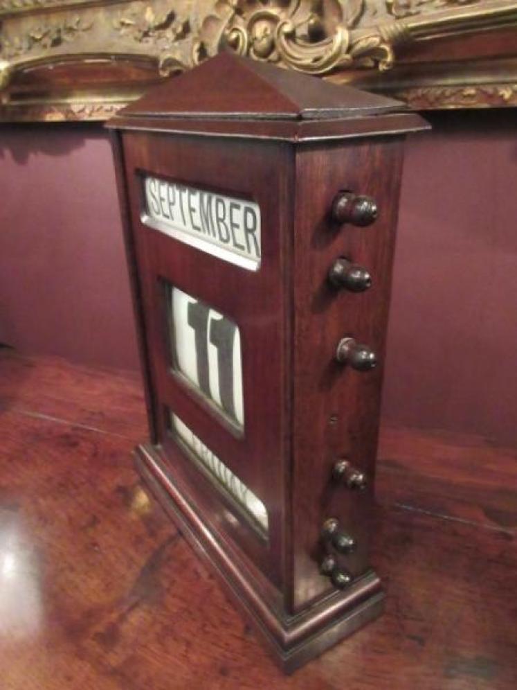Large Antique Mahogany Perpetual Desk Calendar - Image 5