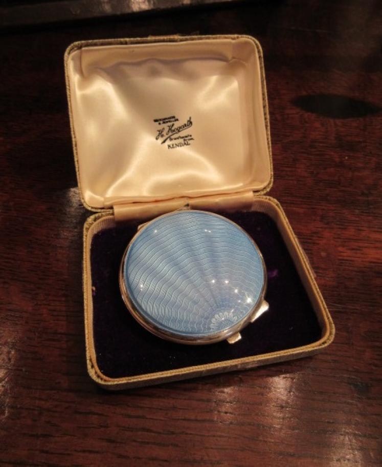 Art Deco Silver & Blue Enamel Compact - Image 5