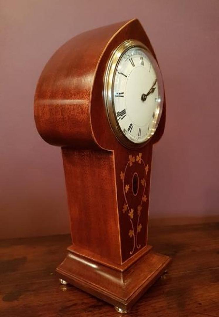 Elegant Art Nouveau Period Inlaid Mantel Clock - Image 5