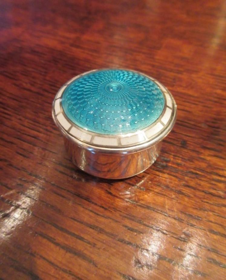 Edwardian Silver & Turquoise Enamel Trinket Box - Image 1