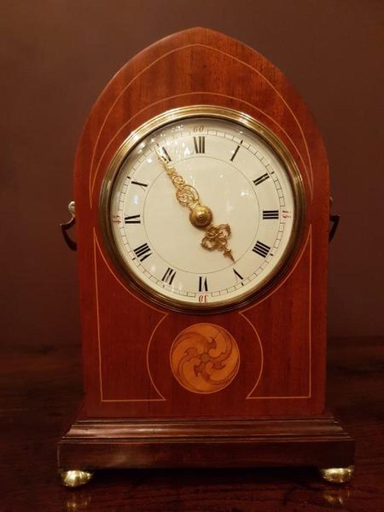 Late Victorian Harrods of London Inlaid Mantel Clock - Image 2