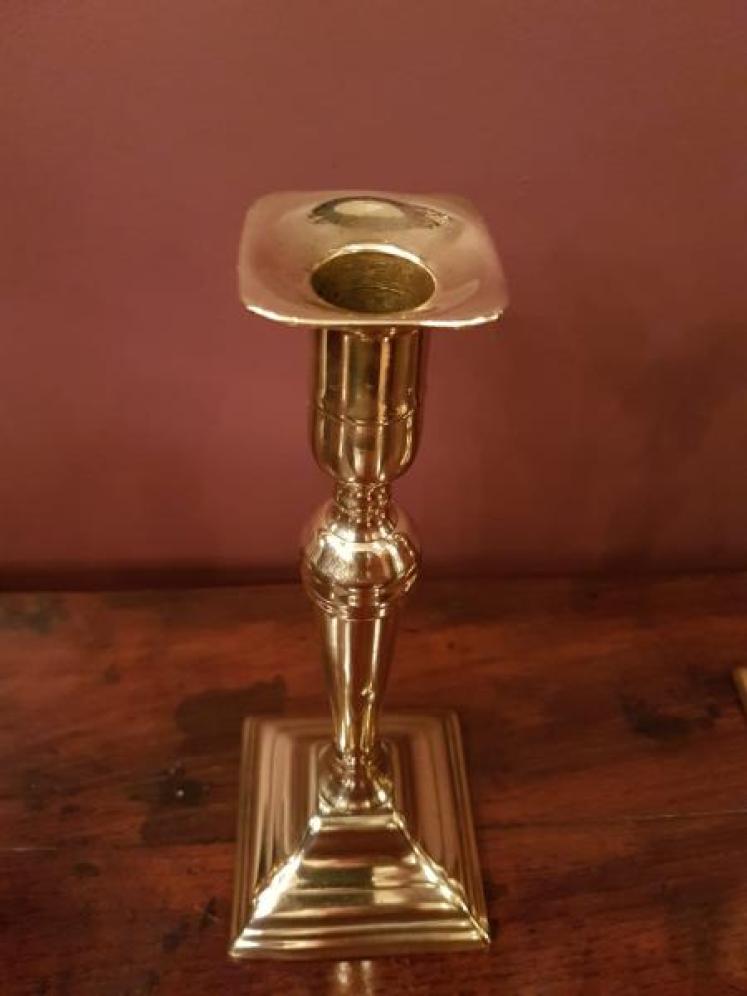Pair of Antique George III Brass Candlesticks - Image 2