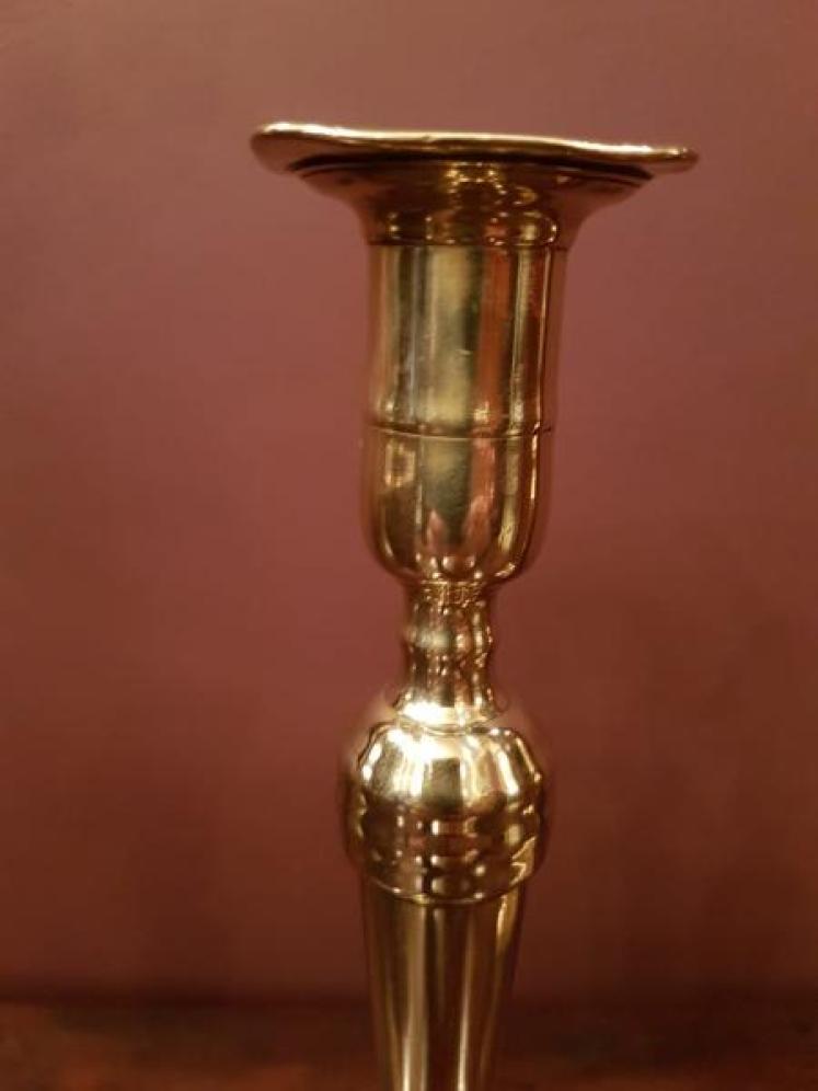 Pair of Antique George III Brass Candlesticks - Image 3
