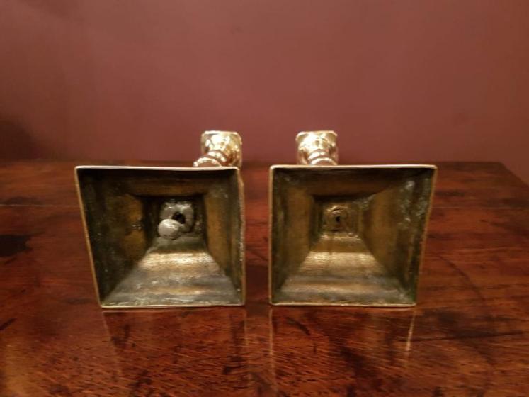 Pair of Antique George III Brass Candlesticks - Image 5
