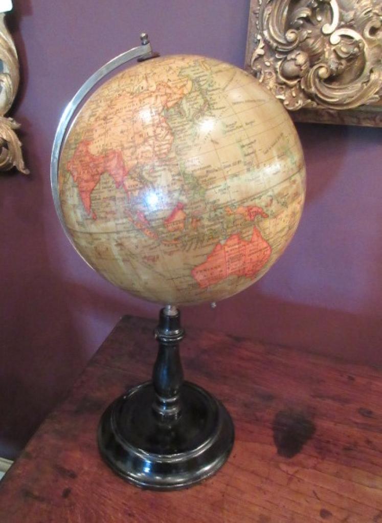 Antique 8" Paper Mache Geographia Terrestrial Globe - Image 1