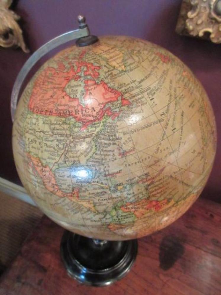 Antique 8" Paper Mache Geographia Terrestrial Globe - Image 3