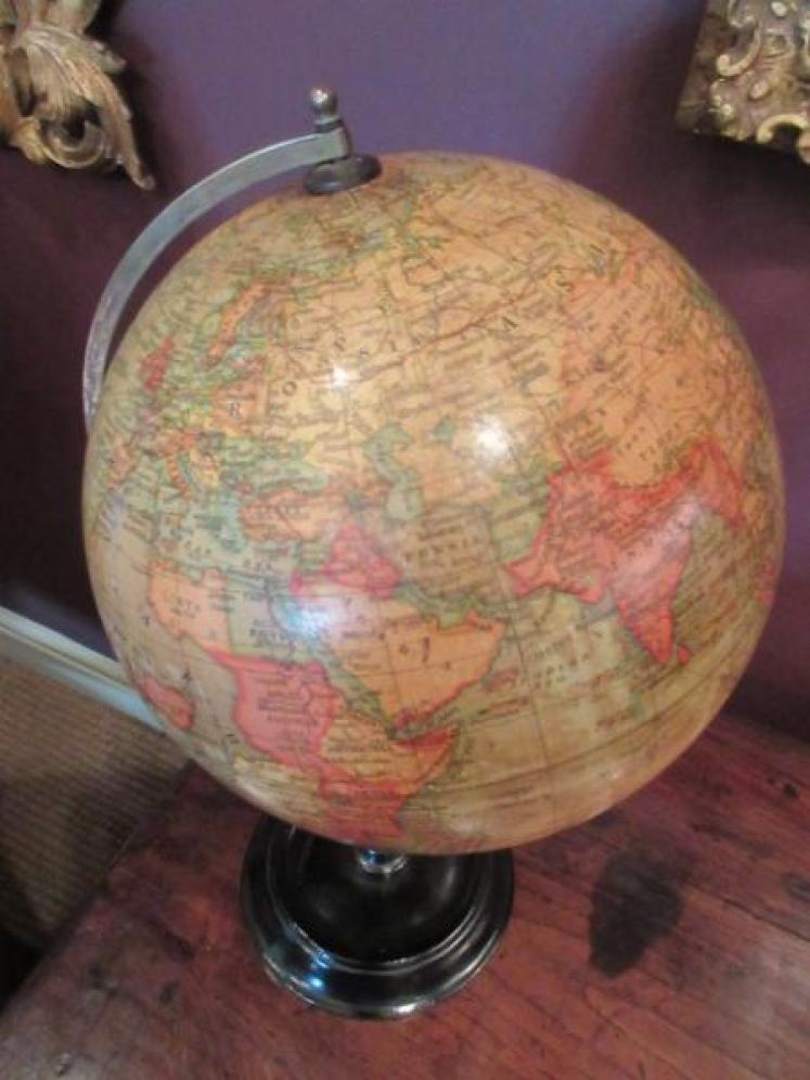 Antique 8" Paper Mache Geographia Terrestrial Globe - Image 4