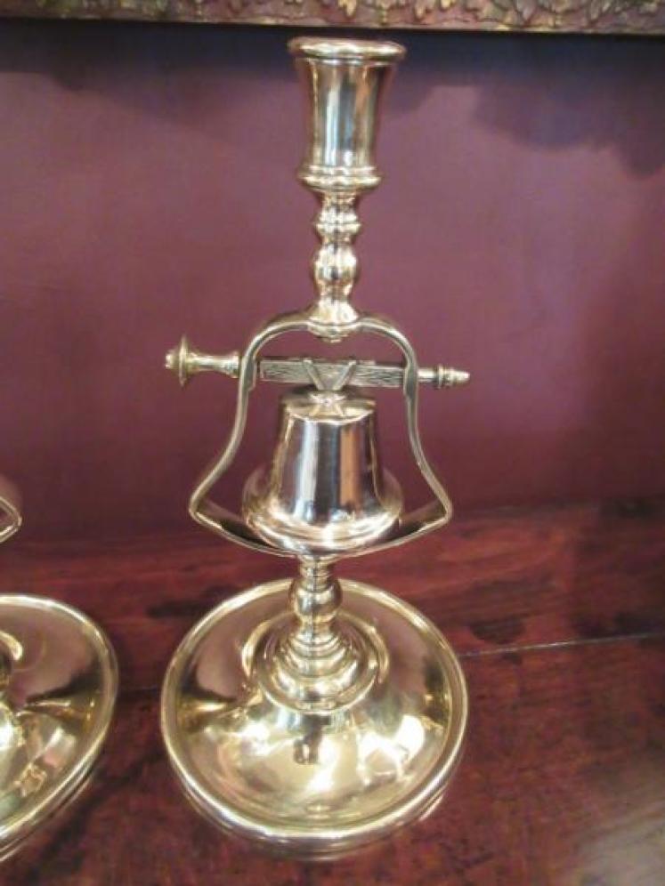 Superb Pair of Georgian Brass Tavern Candlesticks - Image 2