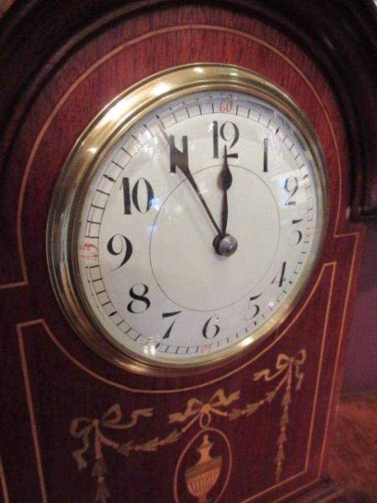 Impressive Edwardian Sheraton Inlaid Mantel Clock - Image 2