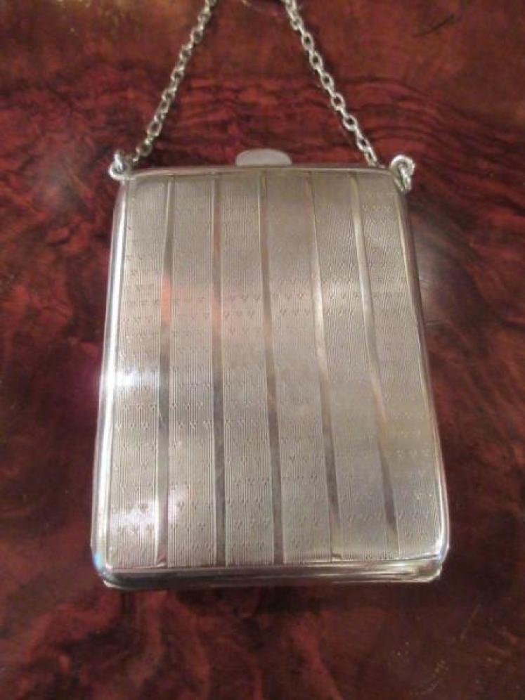 Antique Silver & Egyptian Lady Porcelain Plaque Card Case - Image 3