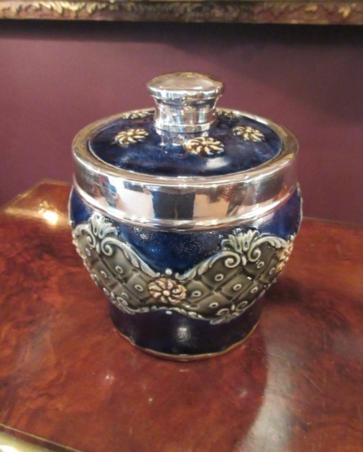 Royal Doulton Silver Rimmed Tea Caddy - Image 1