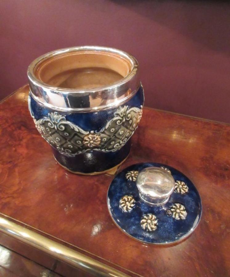 Royal Doulton Silver Rimmed Tea Caddy - Image 3