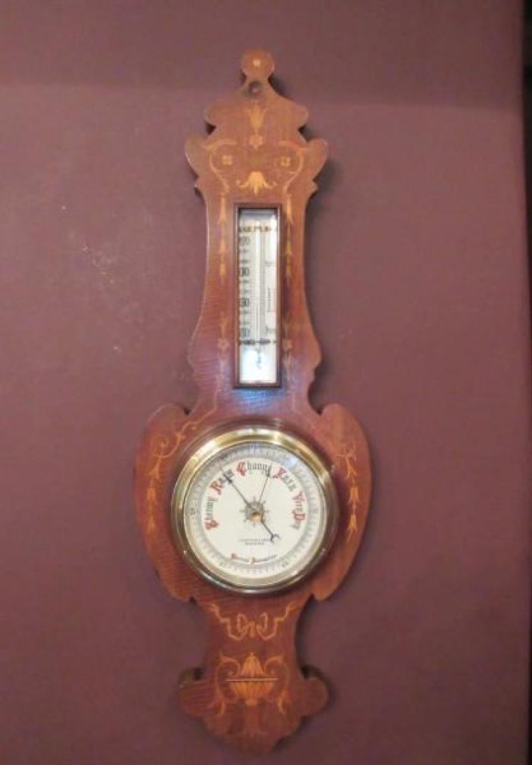 Small Antique Sheraton Inlaid Banjo Barometer - Image 5