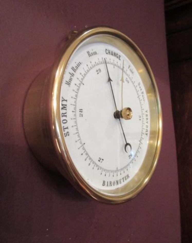 Antique Polished Brass Marine Barometer - Image 2