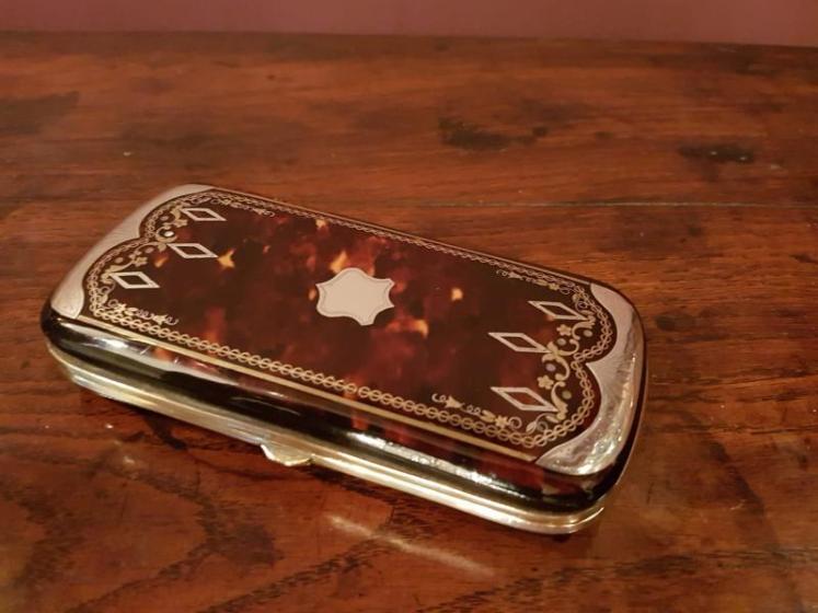Victorian Silver and Gold Inlaid Tortoise Shell Cigar Case - Image 1
