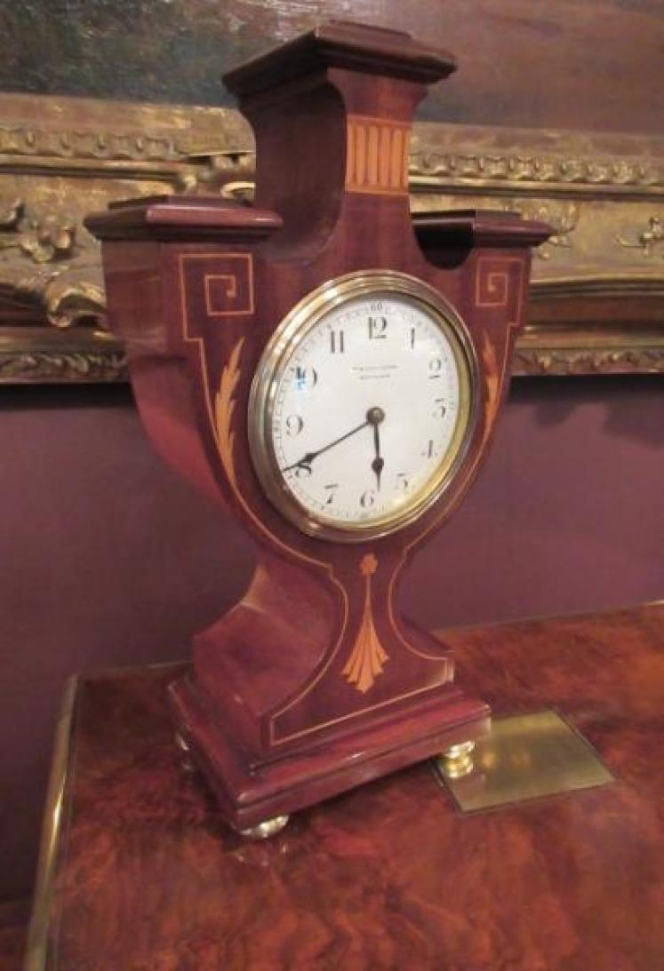 Superb Edwardian Antique Sheraton Inlaid Mantel Clock - Image 5
