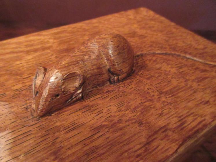 Early Mouseman Adzed Oak Lidded Box - Image 4