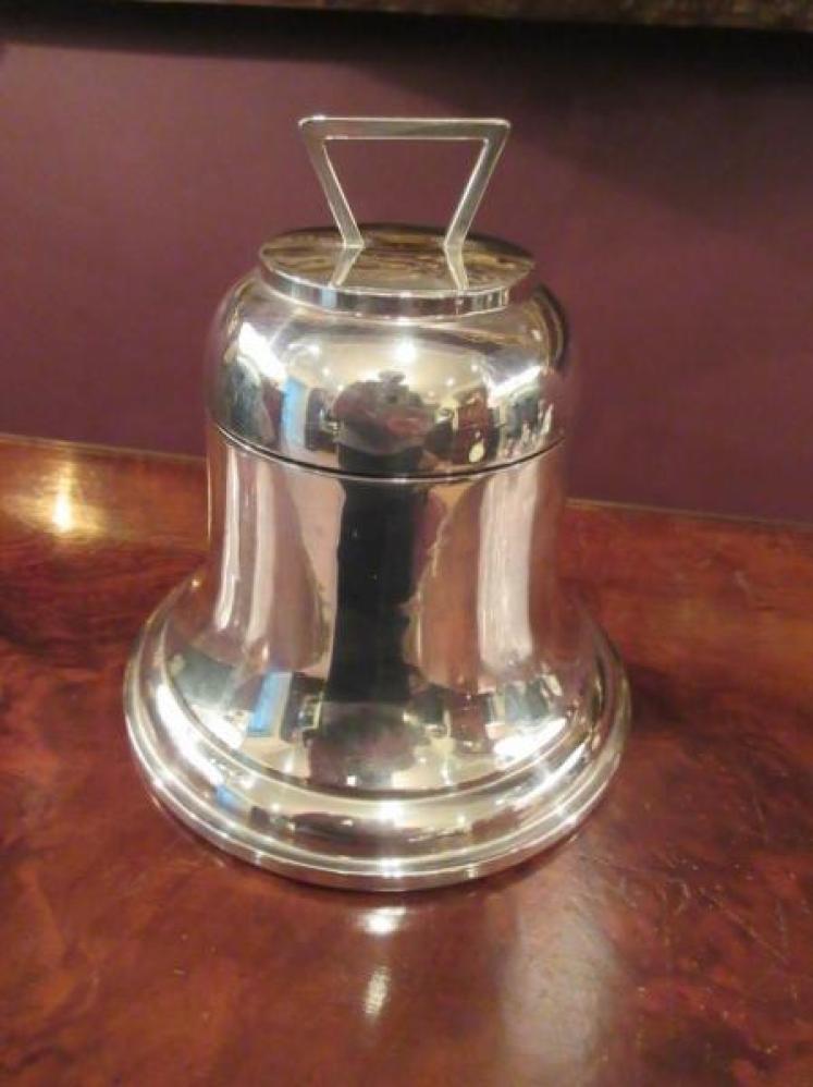 Large Antique Silver Novelty Bell Inkwell - Image 1