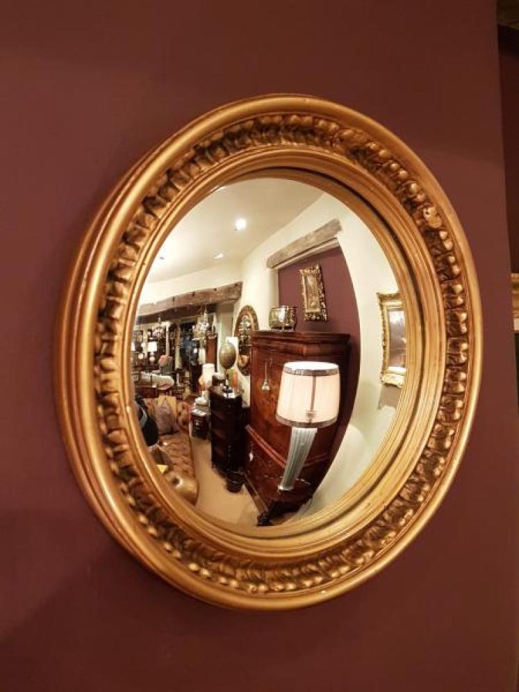 Small Edwardian Gilt Framed Convex Mirror - Image 1