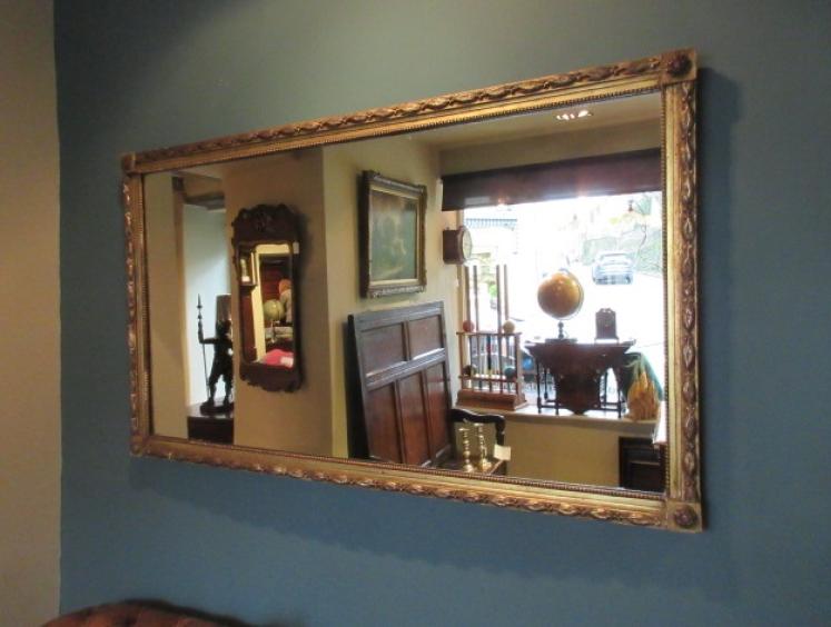 19th Century Timber & Plaster Gilt Oblong Mirror - Image 1