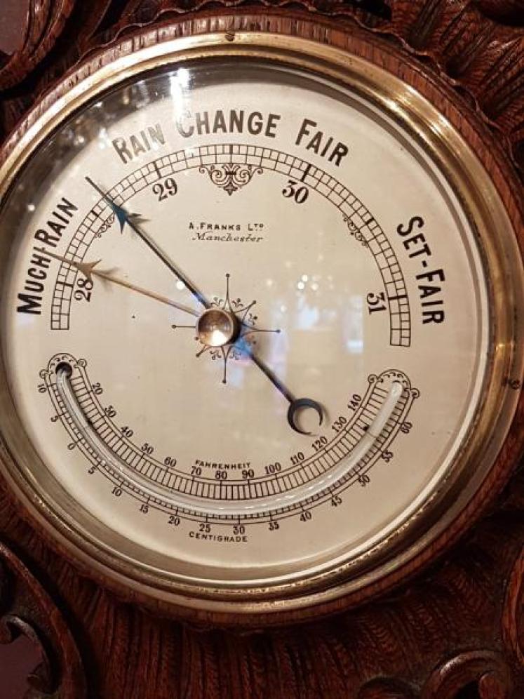 Antique Victorian Barometer With Crescent Thermometer - Image 2