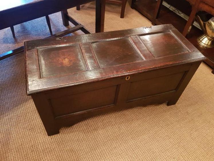 Antique George II Period Oak Panelled Coffer - Image 1